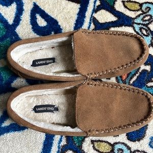 Lands End Women's Suede Leather Moccasin Slippers